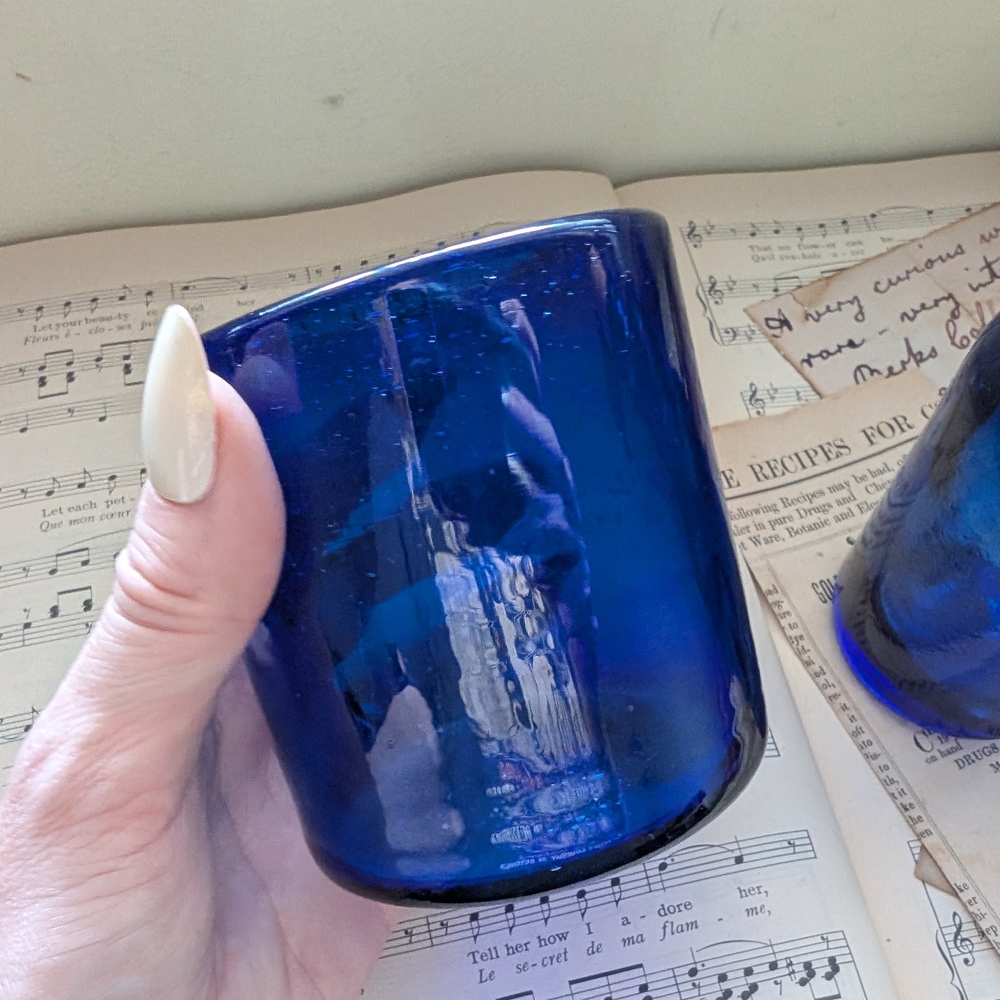 Cobalt Blue Glass Bottle & Tumbler Set - Picture 3 of 10